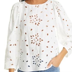 Rebecca Taylor Eyelet Open Back Blouse